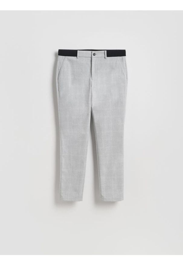 Reserved - Spodnie chino slim w kratę - jasnoszary. Kolor: szary. Materiał: wiskoza, tkanina