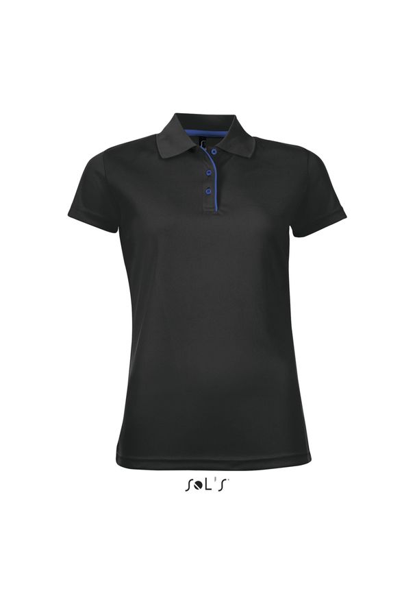 SOL'S - Damska koszulka polo Sol's Performer. Okazja: na co dzień. Typ kołnierza: polo. Kolor: czarny. Styl: casual