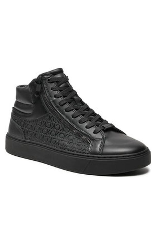 Calvin Klein Sneakersy High Top Lace Up W/ Zip Mono HM0HM01497 Czarny. Kolor: czarny. Materiał: skóra