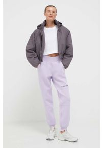 Calvin Klein Performance spodnie treningowe kolor fioletowy gładkie. Stan: podwyższony. Kolor: fioletowy. Wzór: gładki #2