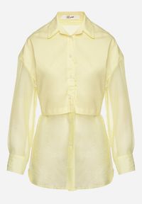 Born2be - Żółta Koszula z Transparentnymi Rękawami Silomea. Okazja: na co dzień. Kolor: żółty. Materiał: jeans. Wzór: aplikacja. Styl: casual #5