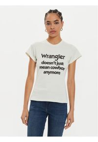 Wrangler T-Shirt Shrunken Band 112356451 Biały Slim Fit. Kolor: biały. Materiał: bawełna #1