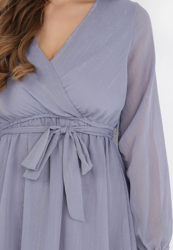 Born2be - Niebieska Sukienka Pronestra. Kolor: niebieski. Materiał: tkanina, materiał. Wzór: gładki. Typ sukienki: kopertowe. Styl: elegancki. Długość: mini