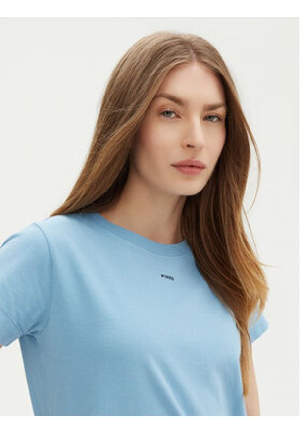 Pinko - PINKO T-Shirt Basico 100373 Niebieski Regular Fit. Kolor: niebieski. Materiał: bawełna