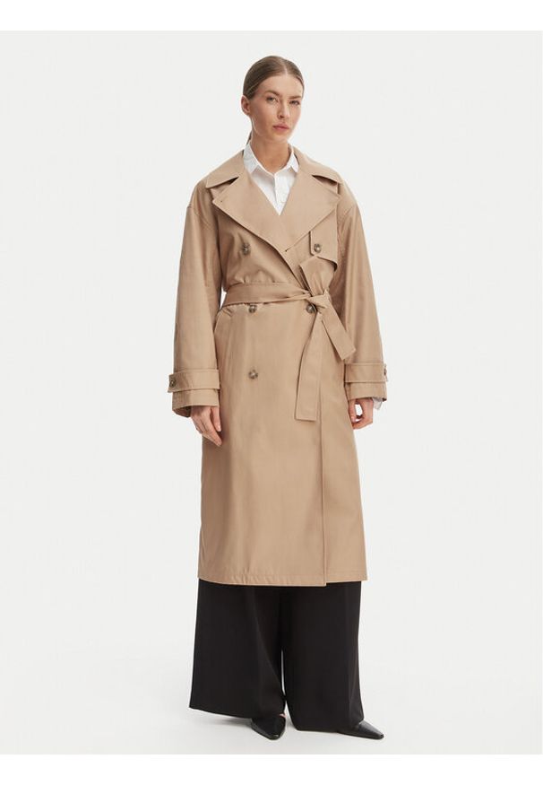 Calvin Klein Trencz LV044C501G Beżowy Regular Fit. Kolor: beżowy. Materiał: bawełna