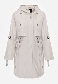 Born2be - Beżowa Przejściowa Kurtka Parka z Kapturem i Podwijanymi Rękawami Tinarose. Okazja: na spacer, na co dzień. Typ kołnierza: kaptur. Kolor: beżowy. Materiał: jeans, dresówka. Styl: casual #3