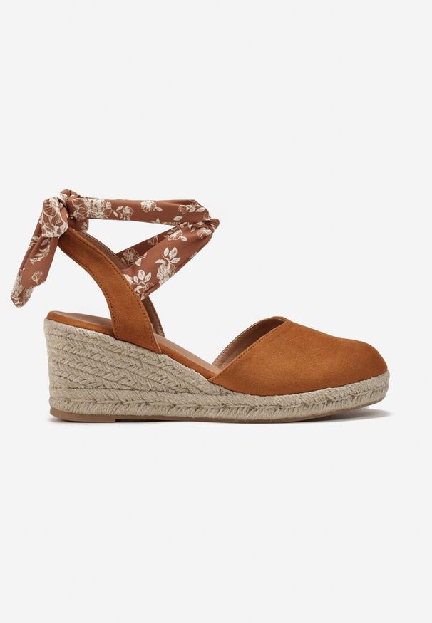 Born2be - Brązowe Wiązane Sandały Espadryle na Plecionym Koturnie Onalue. Kolor: brązowy. Obcas: na koturnie