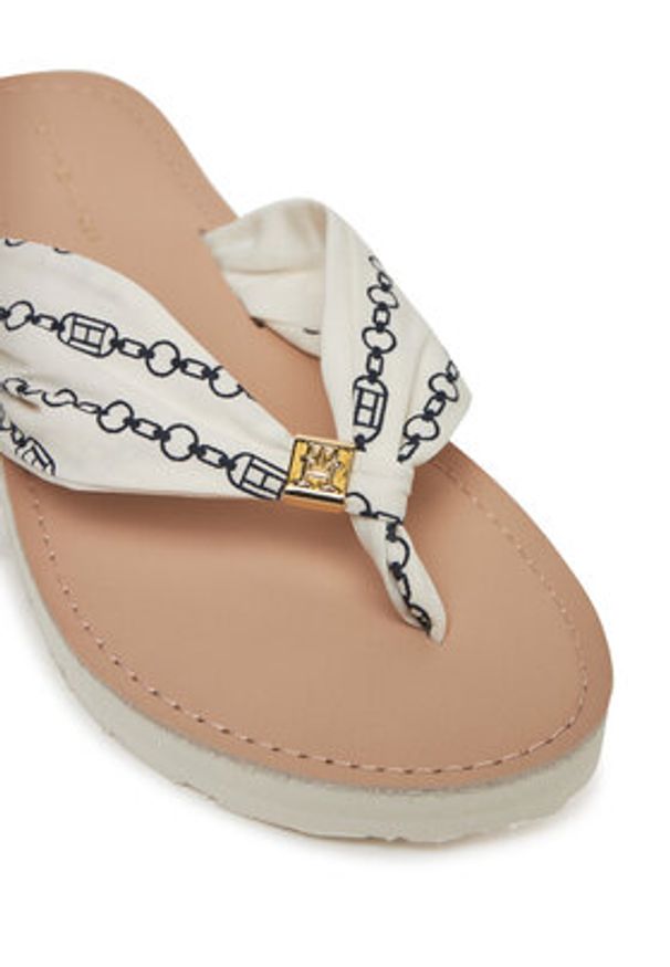 TOMMY HILFIGER - Tommy Hilfiger Japonki Th Chain Print Elevated Sandal FW0FW08519 Biały. Kolor: biały. Materiał: materiał. Wzór: nadruk