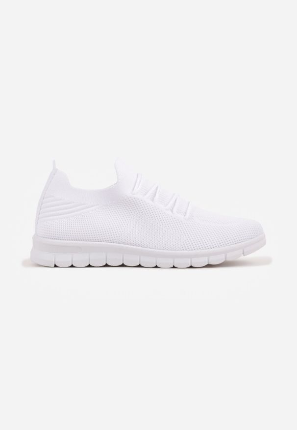 Born2be - Białe Sznurowane Buty Sportowe Sneakersy z Siateczki Caeolea. Okazja: na co dzień. Kolor: biały. Materiał: jeans. Sport: fitness, joga i pilates