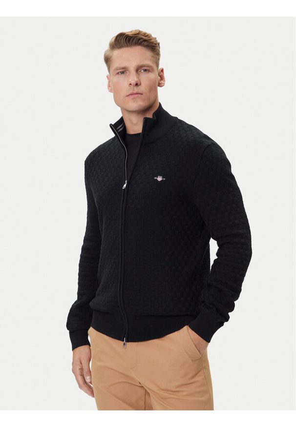 GANT - Gant Kardigan 8030263 Czarny Regular Fit. Kolor: czarny. Materiał: bawełna