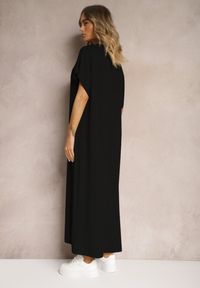 Renee - Czarna Pudełkowa Sukienka z Wiskozy z Rozcięciem Vimoray. Kolor: czarny. Materiał: wiskoza #5