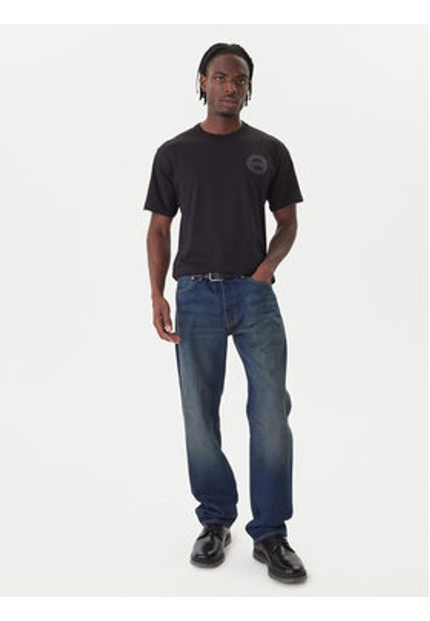 Versace Jeans Couture T-Shirt 79GAHT06 CJ00T Czarny Regular Fit. Kolor: czarny. Materiał: bawełna