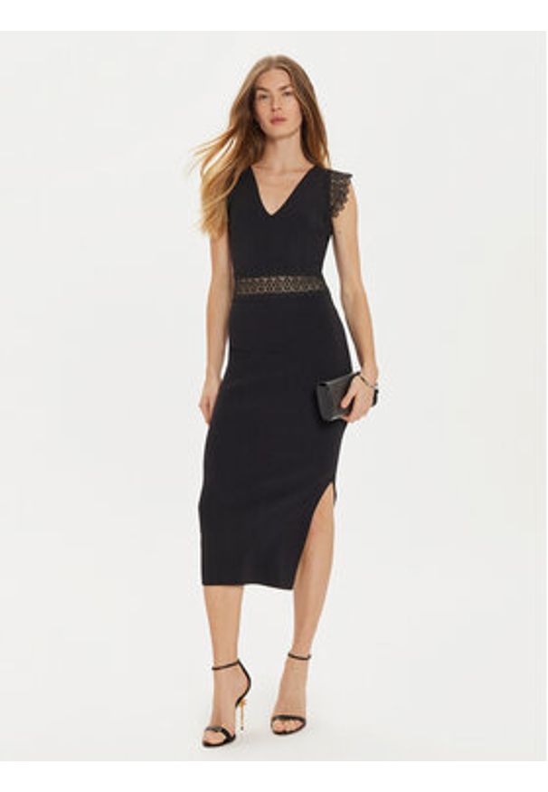 Morgan Sukienka dzianinowa 242-RMYA Czarny Slim Fit. Kolor: czarny. Materiał: syntetyk, wiskoza