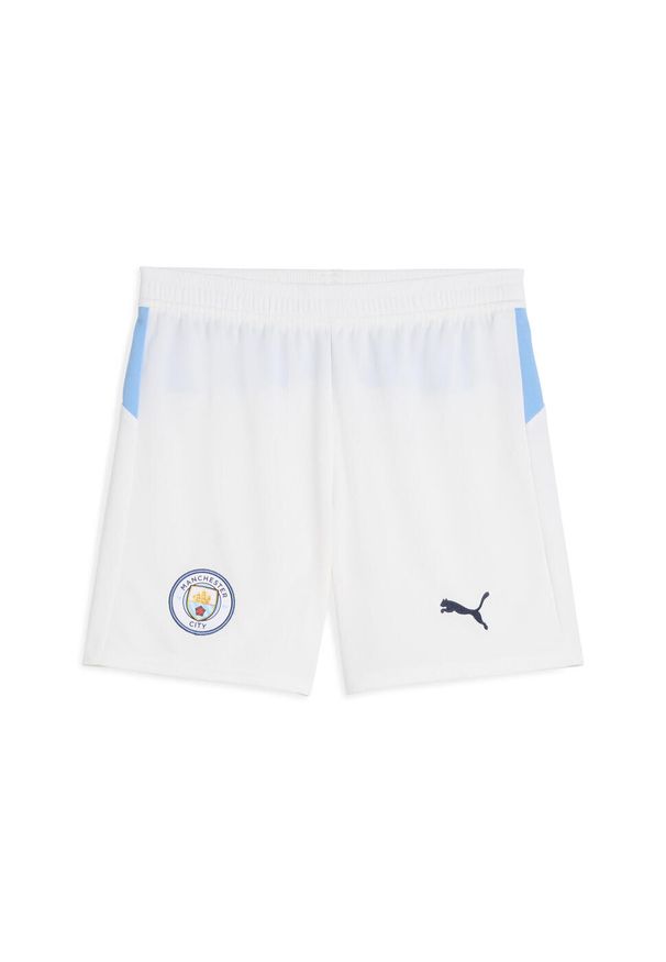 Puma - Młodzieżowe szorty Manchester City 25/26 PUMA White Team Light Blue. Kolor: biały, wielokolorowy, niebieski. Materiał: tkanina. Sport: piłka nożna
