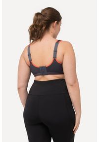 ULLA POPKEN - Damski Biustonosz sportowy bez fiszbin mikrofibra wstawka z siateczki. Kolekcja: plus size. Kolor: szary. Materiał: poliester, elastan, poliamid, materiał