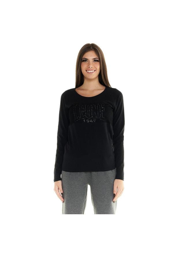 LEONE 1947 APPAREL - Damska koszulka Leone z długim rękawem Scooter. Kolor: czarny. Materiał: tkanina. Długość rękawa: długi rękaw. Długość: długie. Sport: fitness