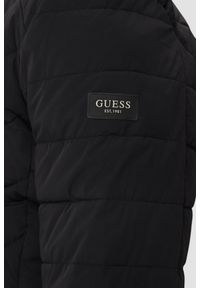 Guess - GUESS Czarna męska kurtka Biker Jacket. Okazja: na co dzień. Kolor: czarny. Materiał: materiał, syntetyk, poliamid, elastan. Styl: casual