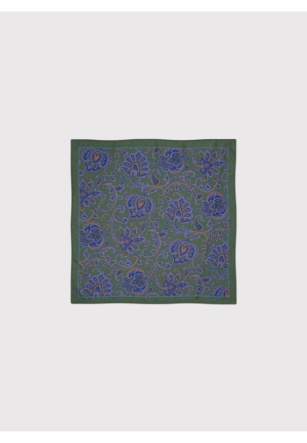 Pako Lorente - PAKO LORENTE – Zielona poszetka męska wzór kwiaty paisley. Kolor: zielony. Materiał: poliester. Wzór: paisley, kwiaty