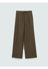 Big-Star - Spodnie damskie wide lniane khaki Medisa 303. Okazja: na spacer. Kolor: zielony. Materiał: len. Sezon: lato. Styl: wakacyjny, wizytowy #5