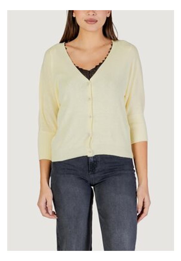 Morgan De Toi Kardigan 251-MBATSI Żółty Casual Fit. Okazja: na co dzień. Kolor: żółty. Styl: casual