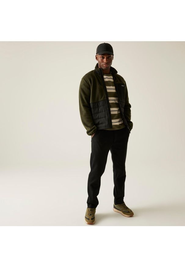 Regatta - Polar męski hybrydowy rozsuwany Frankie Borg. Kolor: zielony. Materiał: polar. Sport: turystyka piesza