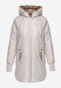 Born2be - Jasnoszara Pikowana Kurtka Przejściowa z Kapturem i Bocznymi Suwakami Mado. Okazja: na co dzień. Typ kołnierza: kaptur. Kolor: szary. Materiał: poliester, jeans. Styl: casual, klasyczny #2