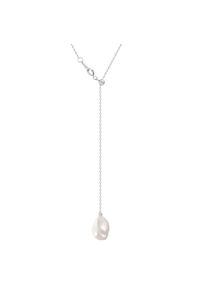 Braccatta - CRISTA DROP Naszyjnik lariat srebrny perła duża biała naturalna. Materiał: srebrne. Kolor: biały, wielokolorowy, srebrny. Kamień szlachetny: perła