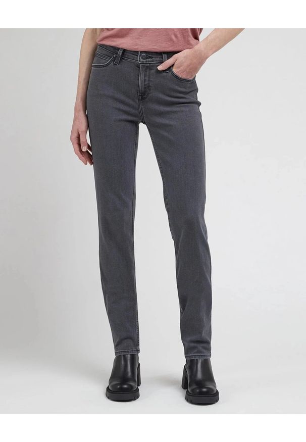 Lee - LEE MARION STRAIGHT DAMSKIE SPODNIE JEANSOWE MOODY GREY L301ODD42