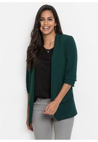 bonprix - Długi żakiet. Kolor: zielony. Długość: długie. Styl: elegancki #1