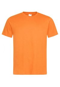 Stedman - Pomarańczowy Bawełniany T-Shirt Męski Bez Nadruku -STEDMAN- Koszulka, Krótki Rękaw, Basic, U-neck. Okazja: na co dzień. Kolor: pomarańczowy. Materiał: bawełna. Długość rękawa: krótki rękaw. Długość: krótkie. Styl: casual