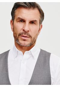 Pako Lorente - PAKO LORENTE – Szara dwurzędowa kamizelka męska. Kolor: szary. Materiał: poliester, elastan, wiskoza. Styl: elegancki, młodzieżowy #4