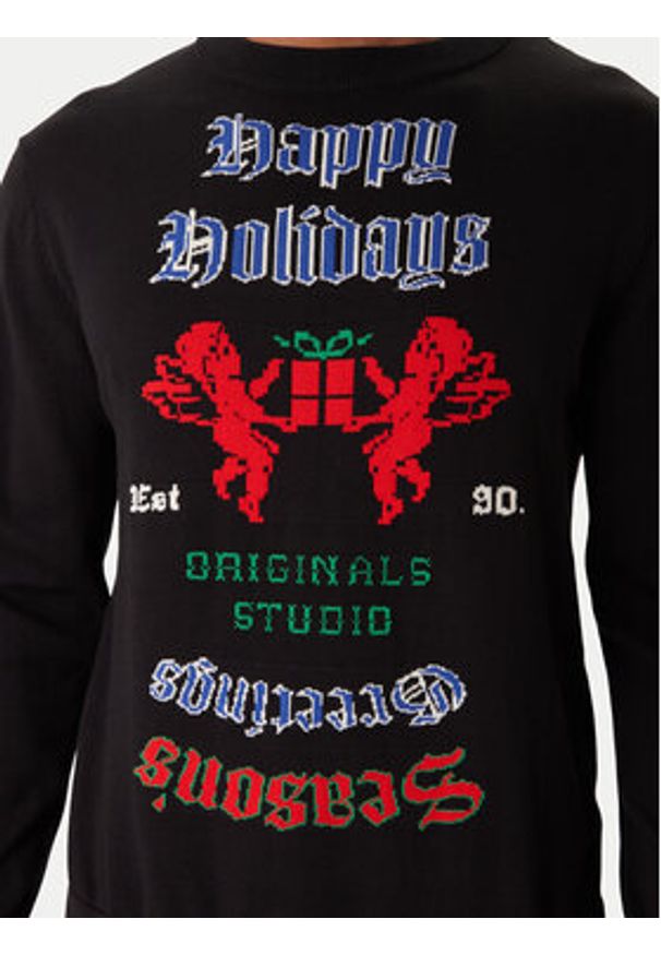 Jack & Jones Sweter Holiday 12287994 Czarny Relaxed Fit. Kolor: czarny. Materiał: bawełna