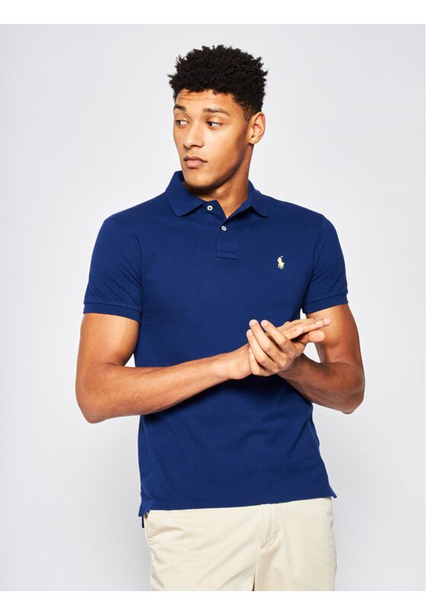 Polo Ralph Lauren Polo Core Replen 710795080 Granatowy Slim Fit. Typ kołnierza: polo. Kolor: niebieski. Materiał: bawełna