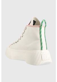 Tommy Jeans trampki VULC PLAT. CANVAS MC damskie kolor biały EN0EN02091. Nosek buta: okrągły. Kolor: biały. Materiał: guma. Szerokość cholewki: normalna. Obcas: na platformie #4