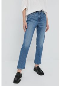 BOSS - Boss Jeansy bawełniane damskie high waist. Stan: podwyższony. Kolor: niebieski