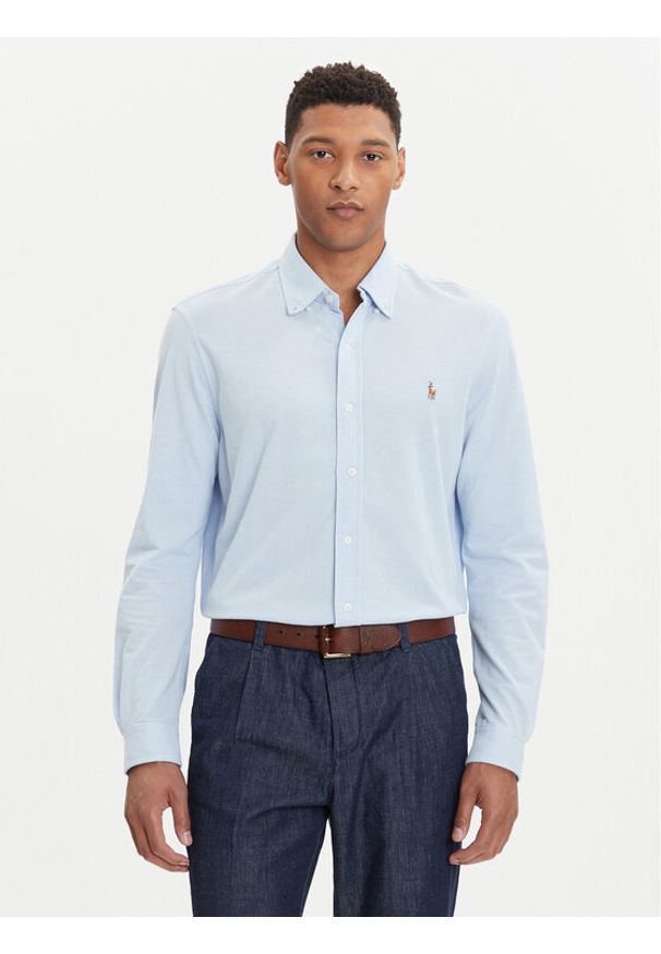 Polo Ralph Lauren Koszula 710932545013 Błękitny Slim Fit. Typ kołnierza: polo. Kolor: niebieski. Materiał: bawełna