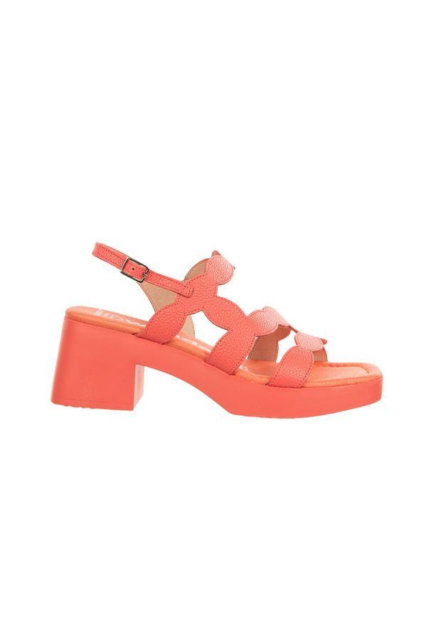 Sandały Wonders D-1020 Coral 138027, Różowy, Skóra naturalna - 38. Okazja: na co dzień. Zapięcie: pasek. Kolor: różowy. Materiał: materiał, syntetyk. Wzór: paski. Obcas: na obcasie. Styl: casual. Wysokość obcasa: średni