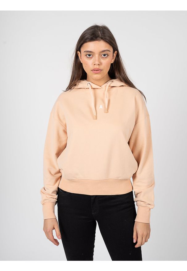 Patrizia Pepe Bluza | 1M3976/A01G | Kobieta | Łososiowy. Okazja: na co dzień. Typ kołnierza: kaptur. Kolor: różowy. Materiał: bawełna. Wzór: jednolity. Styl: casual