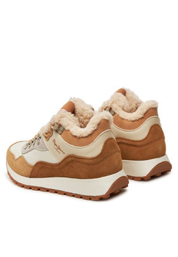 Pepe Jeans Sneakersy PLS60018 Beżowy. Kolor: beżowy. Materiał: zamsz, skóra