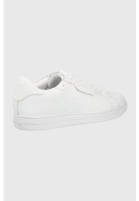 Michael Kors buty skórzane Keating kolor biały. Nosek buta: okrągły. Zapięcie: sznurówki. Kolor: biały. Materiał: skóra. Obcas: na obcasie. Wysokość obcasa: niski