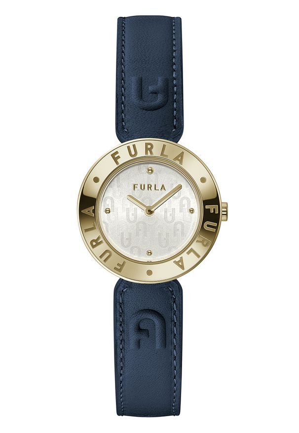 Furla - FURLA - Zegarek WW00004003L2. Kolor: niebieski. Materiał: materiał, skóra