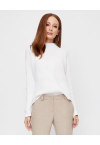 LE TRICOT PERUGIA - Biały sweter z kaszmiru. Kolor: biały. Materiał: kaszmir. Wzór: ze splotem. Styl: elegancki