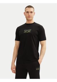 Karl Lagerfeld - KARL LAGERFELD T-Shirt 755400 552235 Czarny Regular Fit. Typ kołnierza: dekolt w karo. Kolor: czarny. Materiał: bawełna