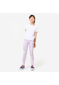Decathlon - Legginsy dziecięce Domyos. Okazja: na uczelnię. Kolor: fioletowy. Materiał: materiał, poliester, elastan. Styl: sportowy