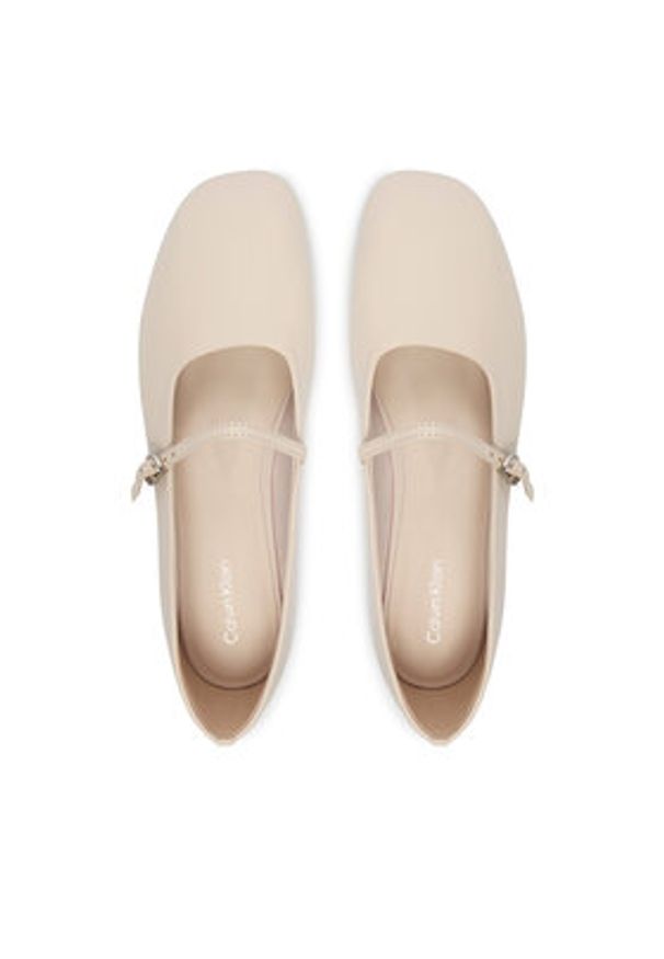 Calvin Klein Baleriny Oblique Ballerina Mj Lth Hdw HW0HW02847 Écru. Kolor: kremowy. Materiał: skóra