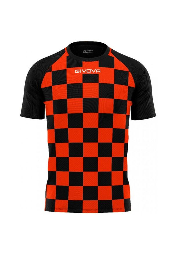 Koszulka sportowa Givova Dama Pomarańczowo-Czarna L. Kolor: wielokolorowy, żółty, czarny, pomarańczowy. Materiał: poliester. Wzór: haft