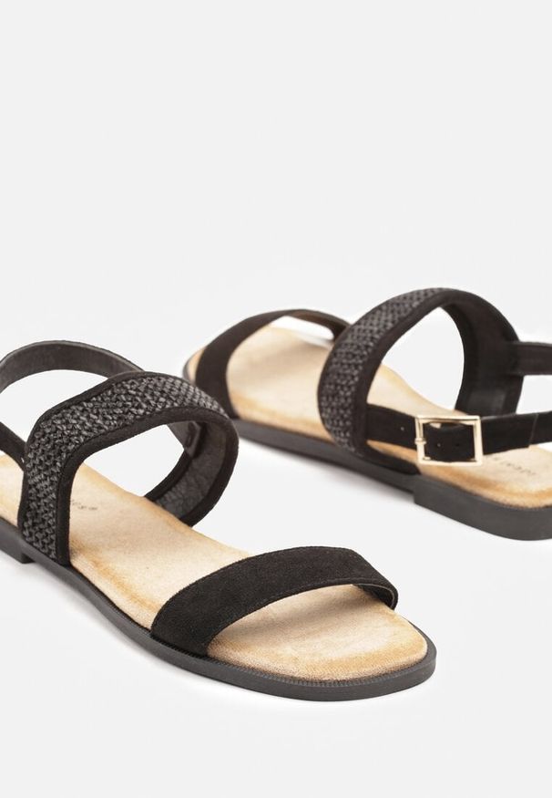 Renee - Czarne Sandały z Plecionymi Paskami Nurimira. Okazja: na co dzień. Zapięcie: pasek. Kolor: czarny. Sezon: lato. Obcas: na obcasie. Styl: elegancki, casual. Wysokość obcasa: niski