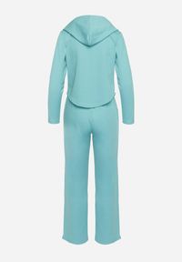 Born2be - Niebieski Komplet Dresowy Bluza z Kapturem i Szerokie Spodnie z Gumką w Pasie Arsiac. Kolor: zielony. Materiał: dresówka #6