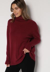 Born2be - Bordowy Sweter z Golfem i Dodatkiem Kaszmiru Rorizia. Okazja: na co dzień, do pracy. Typ kołnierza: golf. Kolor: czerwony. Długość: długie. Wzór: aplikacja. Materiał: kaszmir. Długość rękawa: długi rękaw. Sezon: zima, jesień. Styl: klasyczny, casual #3