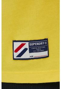 Superdry t-shirt bawełniany kolor żółty. Kolor: żółty. Materiał: bawełna. Wzór: nadruk #4